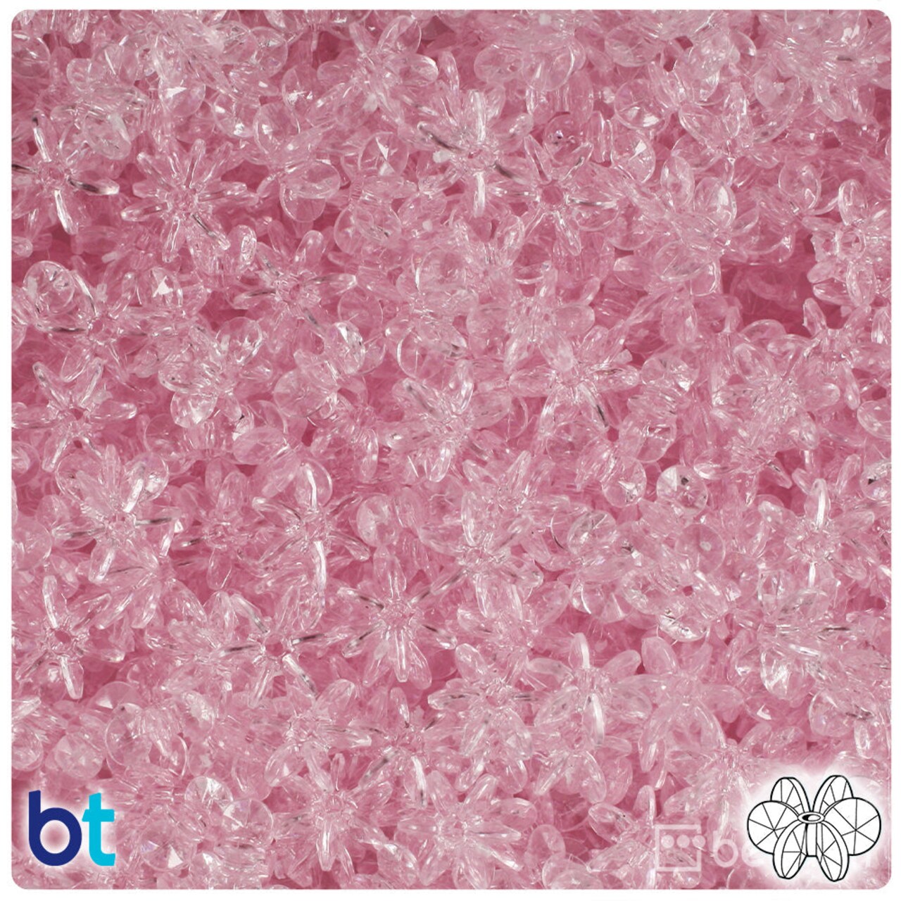 BeadTin Pale Pink Transparent 10mm SunBurst Plastic Craft Beads (400pcs)